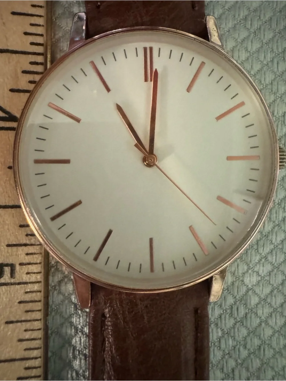 Women's Brown Leather Watch with Gold Case & Rose Gold Digits